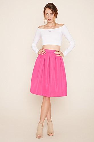 Love21 Women's  Fuchsia Contemporary Pleated Skirt