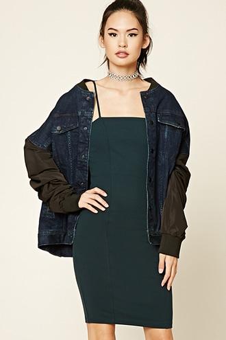 Forever21 Women's  Peacock Slub Knit Slip Dress