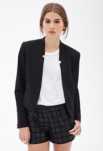 Forever 21 Classic Woven Blazer Black Small