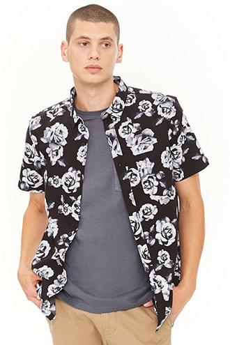 Forever21 Photorealistic Rose Print Shirt