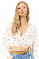 Forever21 Satin Floral Print Surplice Top