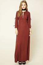 Forever21 Women's  Brick Lace-up Maxi Dress