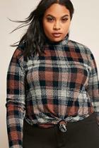 Forever21 Plus Size Knotted Plaid Knit Top