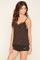 Forever21 Women's  Floral Eyelash Lace Cami