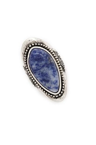 Forever21 Blue & Antique Silver Faux Stone Cocktail Ring