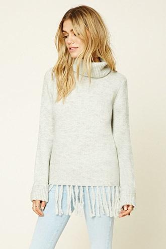 Forever21 Women's  Marled Tasseled Sweater Top