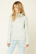 Forever21 Women's  Marled Tasseled Sweater Top