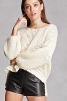 Forever21 Open-knit Lantern Sleeve Top