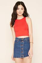 Forever21 Plus Women's  Red Heathered Knit Crop Top