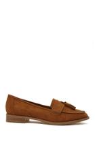 Forever21 Women's  Tan Faux Suede Tasseled Loafers