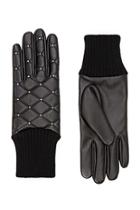 Forever21 Women's  Black Quilted Faux Leather Gloves