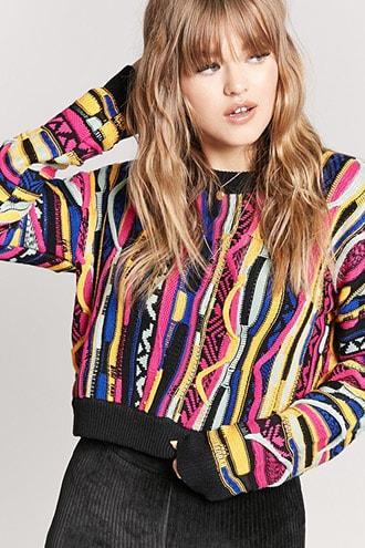 Forever21 Multicolored Cable Knit Sweater