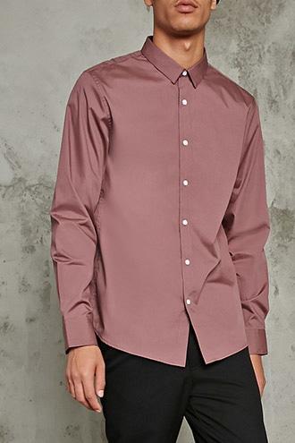 21 Men Men's  Mauve Slim-fit Dress Shirt