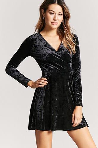 Forever21 Velvet Surplice Skater Dress