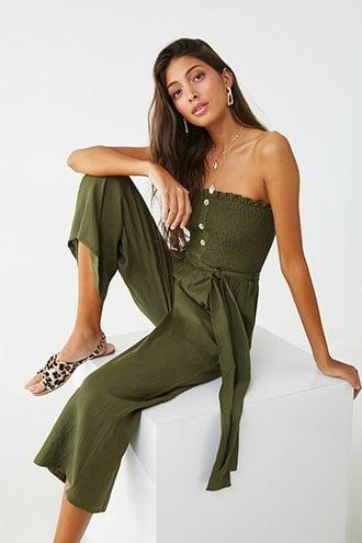 Forever21 Smocked Culotte Jumpsuit