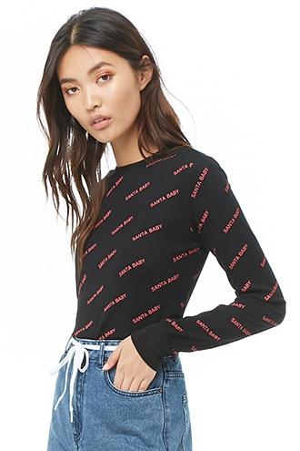 Forever21 Santa Baby Graphic Thermal