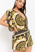 Forever21 Plus Size Baroque Print Tie-front Romper