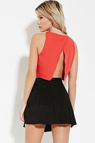 Forever21 Women's  Scalloped-back Crop Top