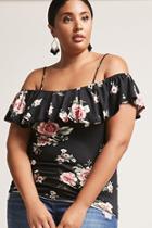 Forever21 Plus Size Open-shoulder Floral Top