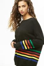 Forever21 Rainbow-striped Longline Knit Sweater
