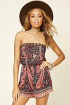 Forever21 Women's  Crochet-trim Ornate Romper