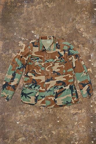 21 Men Men's  Distressed Camo Army Jacket