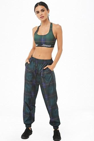 Forever21 Active Plaid Windbreaker Joggers