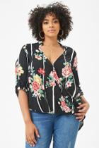 Forever21 Plus Size Floral Striped High-low Top