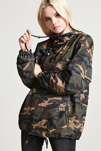 Forever21 Camo Print Hooded Anorak