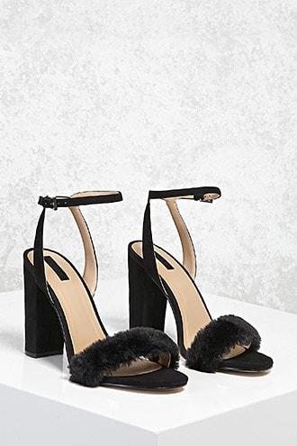 Forever21 Faux Fur Chunky Heels