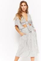 Forever21 Striped Tie-front Top & Midi Skirt Set