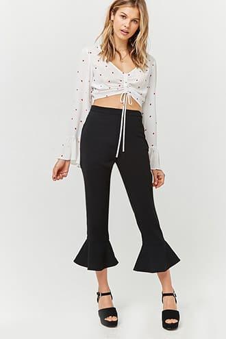 Forever21 Flounce Hem Ankle Pants