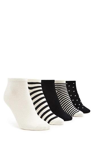 Forever21 Polka Dot Ankle Socks - 5 Pack