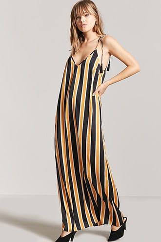 Forever21 Stripe Self-tie Tassel Maxi Dress