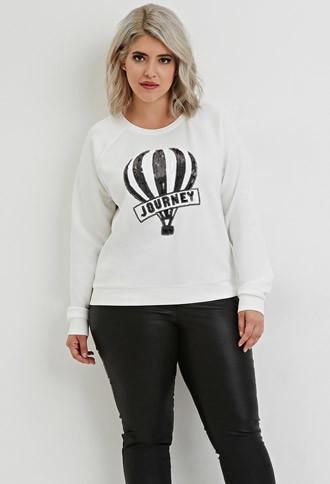 Forever21 Plus Women's  Plus Size Sequined Journey Graphic Top