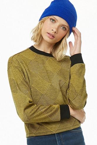 Forever21 Contrast-trim Glen Plaid Top