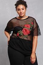 Forever21 Plus Size Mesh Floral Tee