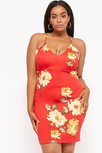 Forever21 Plus Size Floral Cami Mini Bodycon Dress