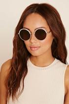 Forever21 Gold & Brown Contrast Round Sunglasses