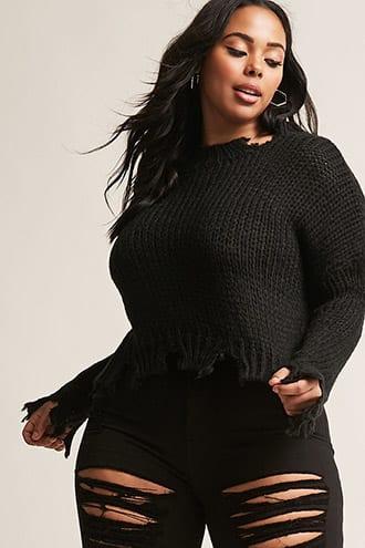 Forever21 Plus Size Distressed Knit Sweater