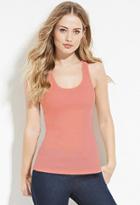 Forever21 Women's  Peach Classic Ribbed Racerback Tank