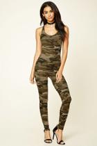 Forever21 Women's  Hooded Camo Print Jumpsuit