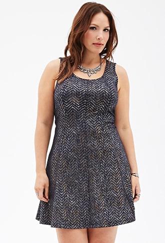 Forever21 Plus Size Metallic Chevron-patterned Dress