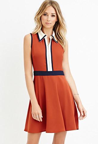 Love21 Colorblock Collared Dress