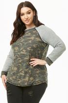 Forever21 Plus Size Contrast Camo Raglan Top