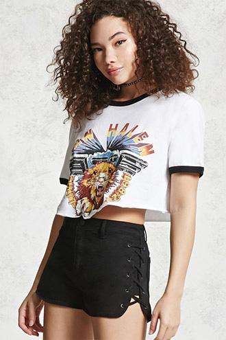 Forever21 Lace-up Dolphin Denim Shorts