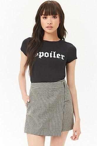 Forever21 Houdstooth Mock-wrap Mini Skirt