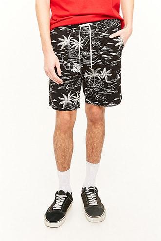 Forever21 Island Print Drawstring Shorts
