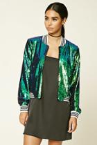 Forever21 Women's  Two-toned Sequin Bomber Jacket