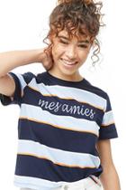 Forever21 Mes Amies Embroidered Striped Tee